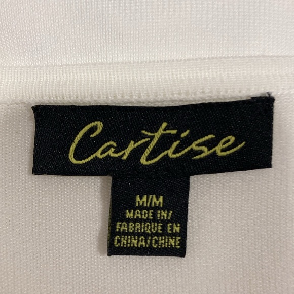 Cartise White Cap Sleeve Bow Accent Ruched Beaded Top - Sz M - Picture 2 of 12